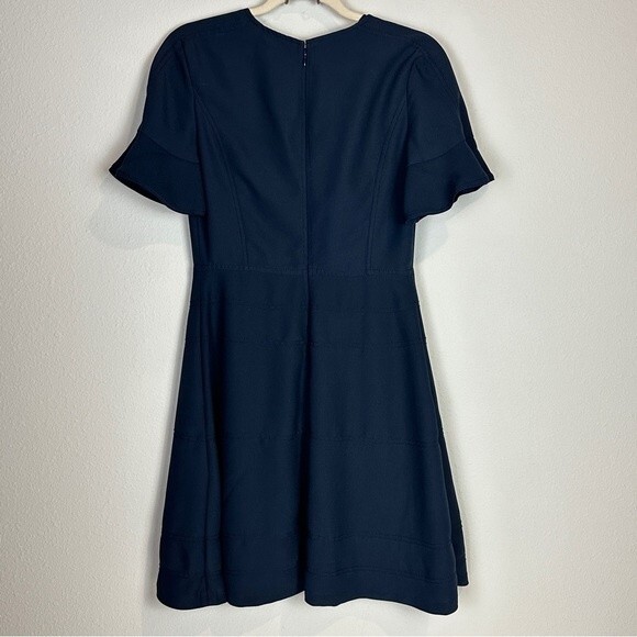 Banana Republic Navy Flutter Sleeve Sheath Dress 4 - Picture 5 of 9